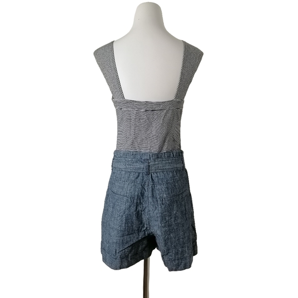 ๐ black and white striped sleeveless top with soft denim rompers by - Picture 3 of 8